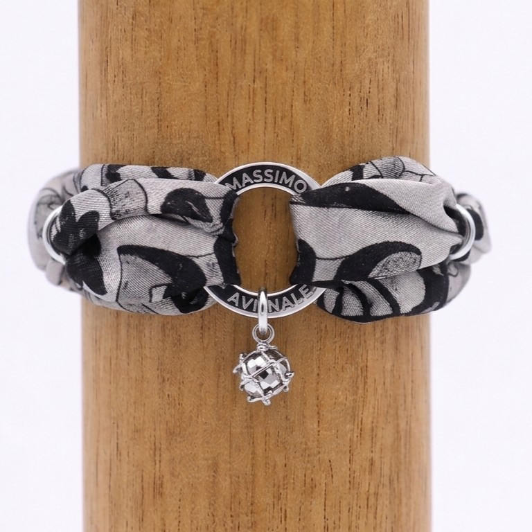 Bracciale Vanity Seta Mosaico Fiorentino Bianco Nero