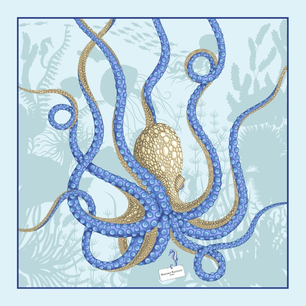 Foulard Octopus Celeste