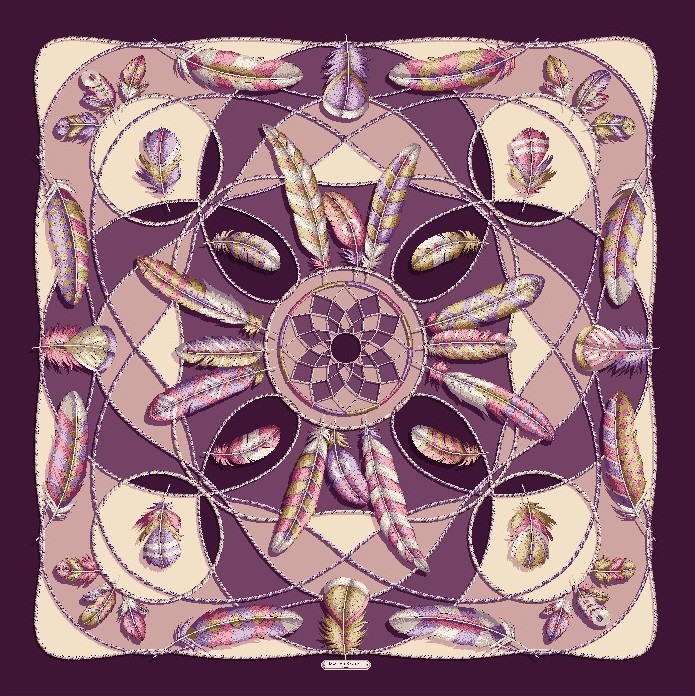 FOULARD OZIOSE PIUME AUBERGINE