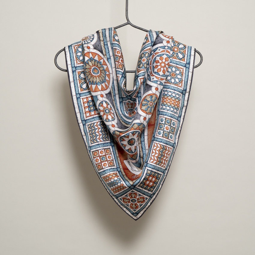 Foulard Tarsia Policroma Turchese Arancio — ESAURITO