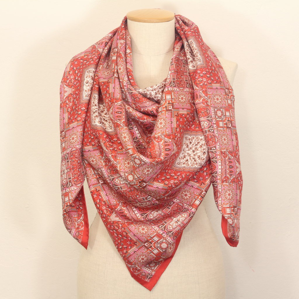 Grand Foulard Anastasia Rosso Bianco