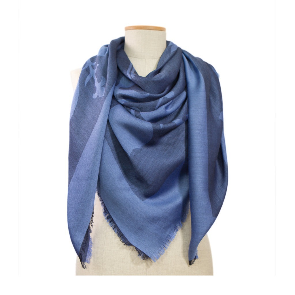 Grand Foulard Giglio Blu Indaco