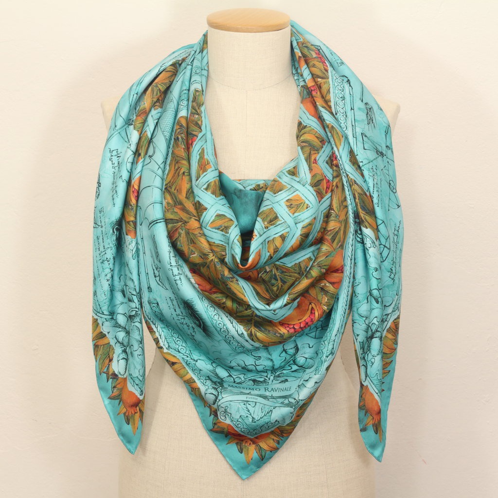 Grand Foulard Leonardo Da Vinci Petrol