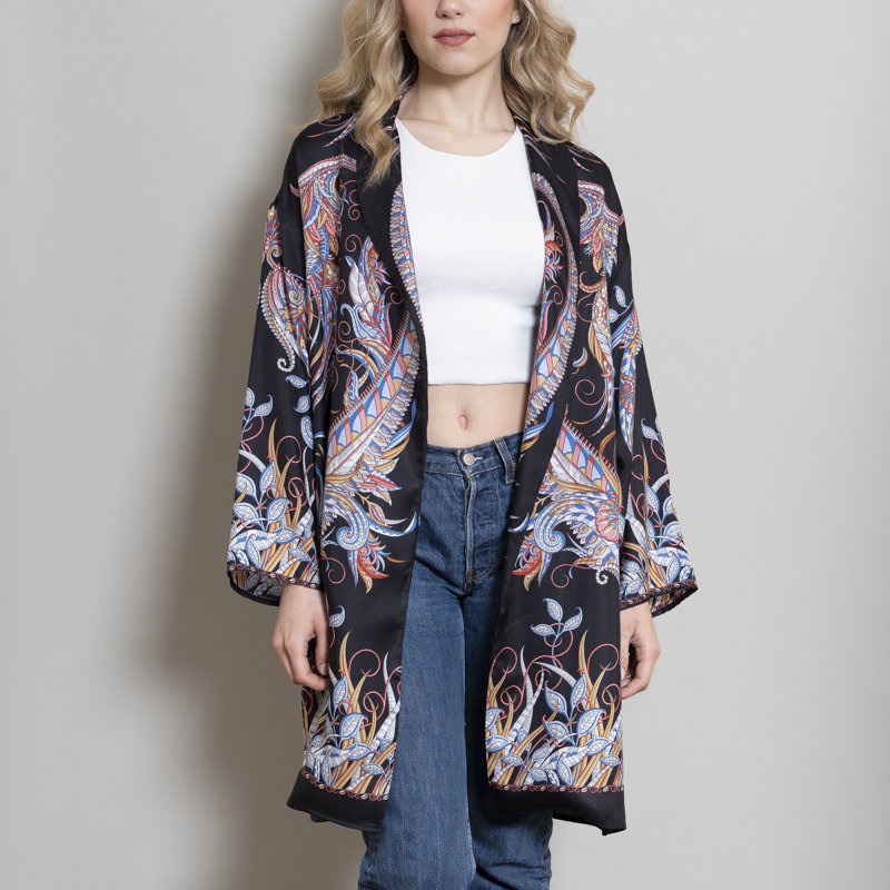Kimono Boteh Nero Beige Taglia M/L — ESAURITO